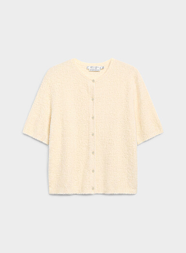 Contemporaine Off White Pearly-button chenille-knit cardigan for women