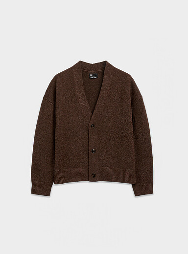 Le 31 Brown Wool-blend cropped cardigan for men
