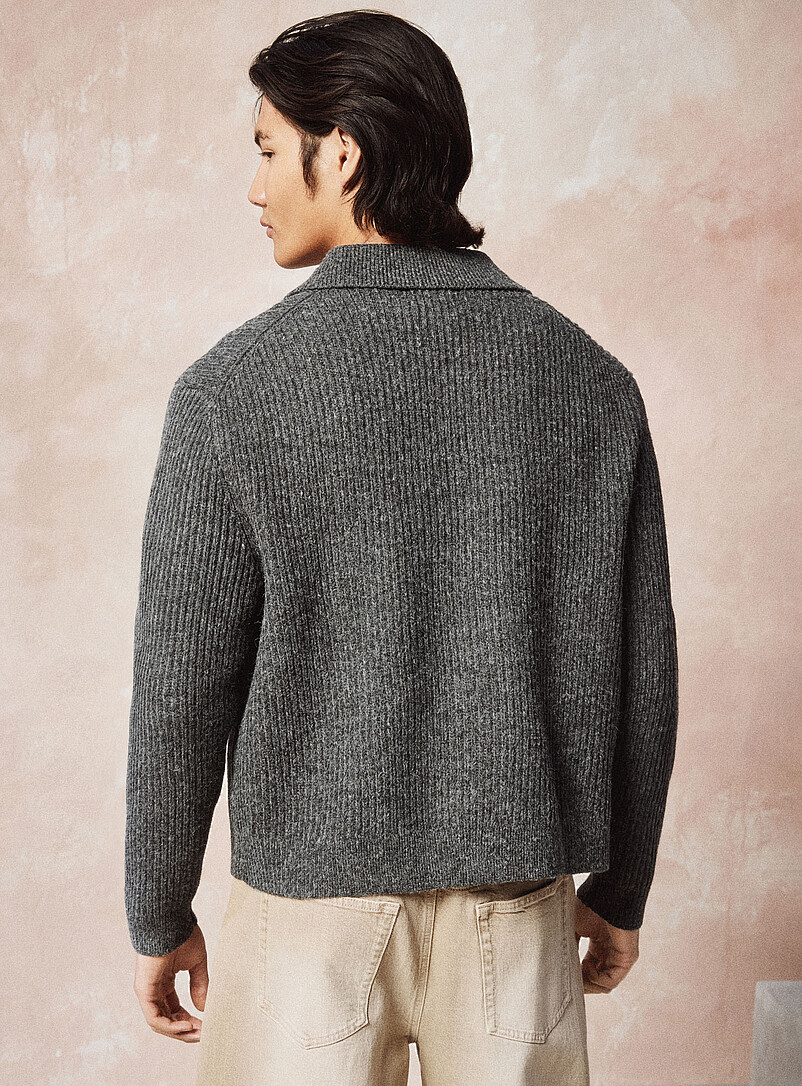Rib-knit polo-collar cardigan | Le 31 | Shop Men's Shawl Collar