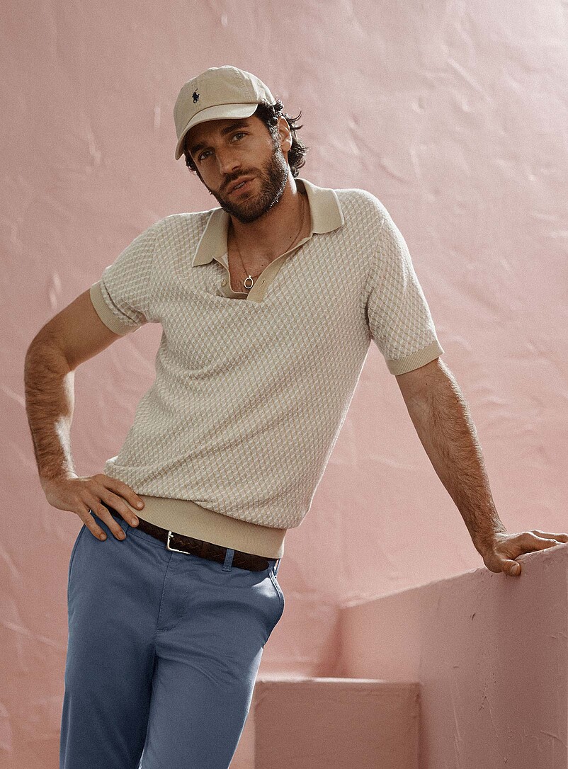 Geo jacquard knit polo product image (primary)