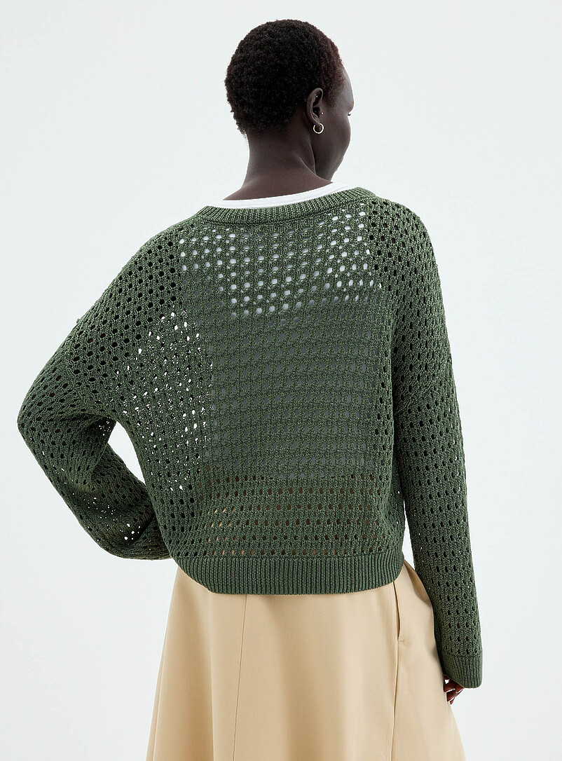 Metallic-accent openwork sweater product image 2