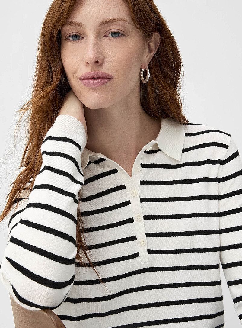 Stretch striped polo sweater product image 2