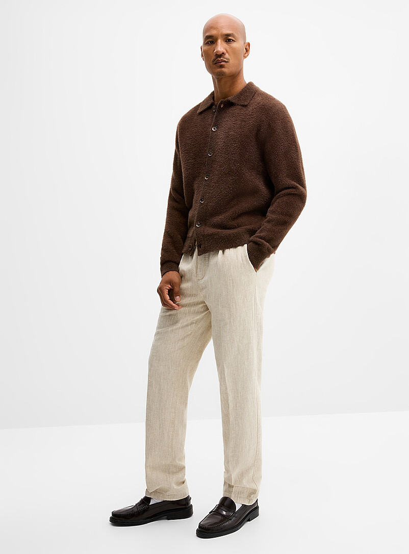 Fuzzy knit polo-collar cardigan product image 2