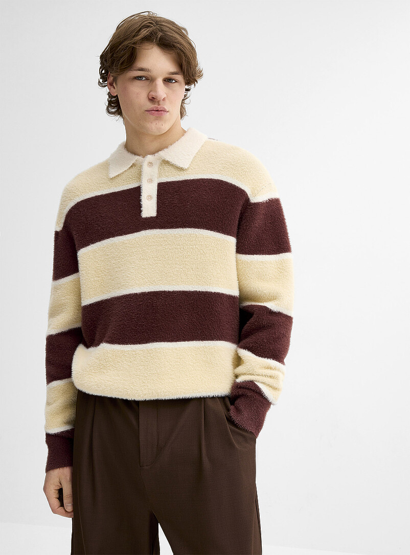 Fuzzy-knit rugby polo product image (primary)