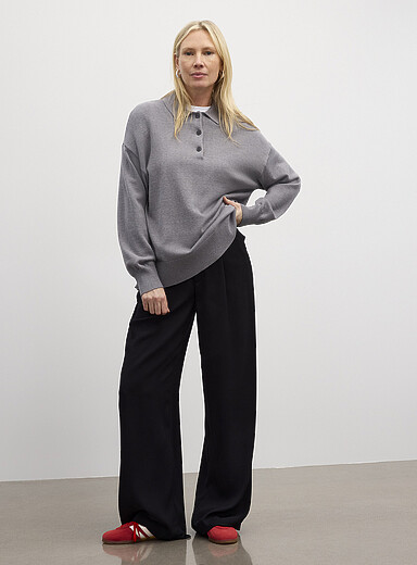 Solid loose polo sweater product image 2
