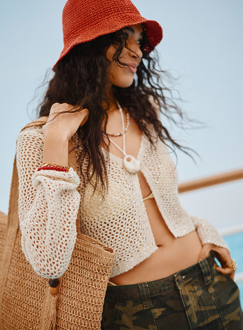 Shimmering Openwork Cardigan