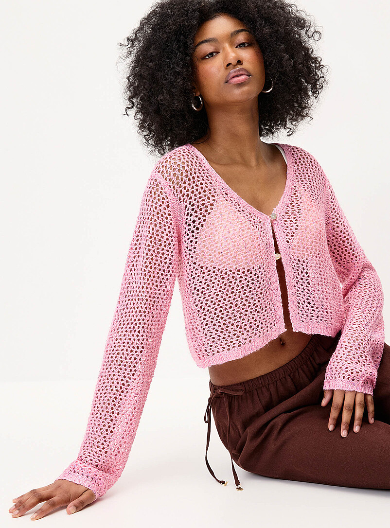 Shimmering openwork cardigan product image (primary)