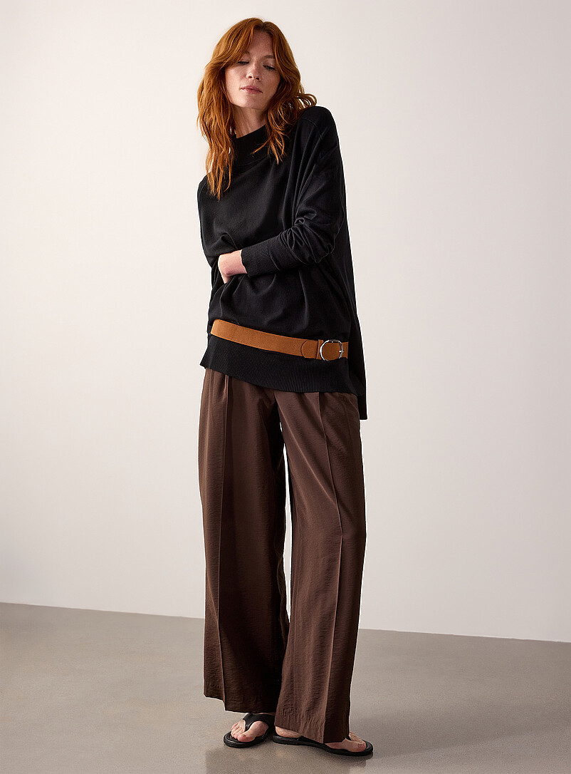 Mock neck solid tunic sweater product image (primary)