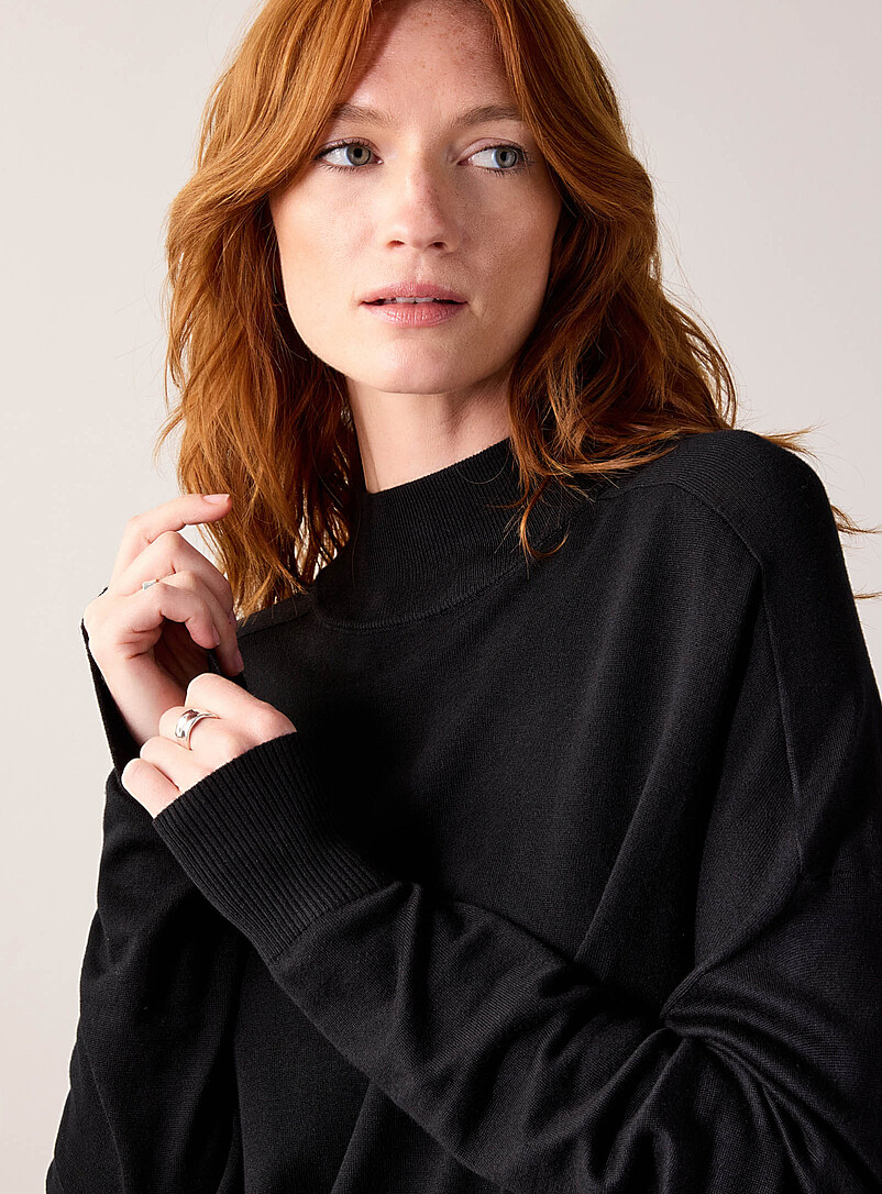 Mock neck solid tunic sweater product image 2