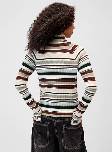Mixed stripe turtleneck sweater