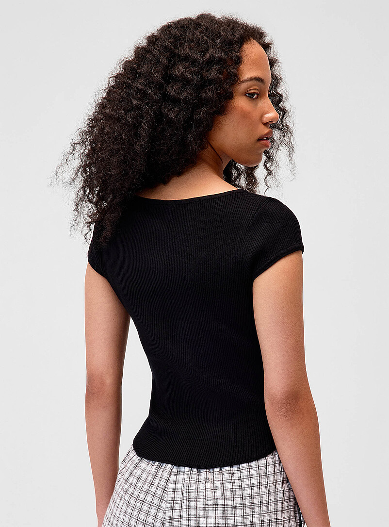 Boat-neck short-sleeve cardigan product image 2