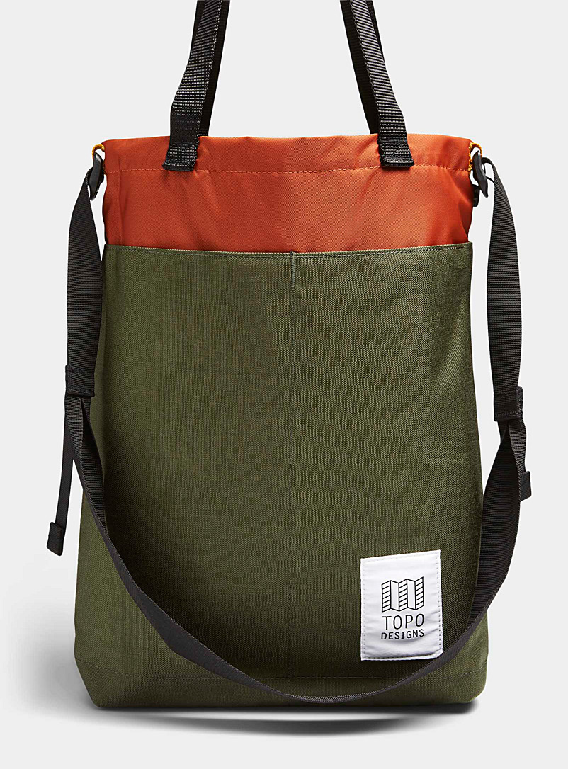 Topo Designs Patterned Green Cinch tote for men