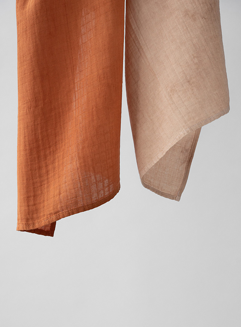 La petite Leonne Copper Plant-coloured organic cotton tea towels Set of 2