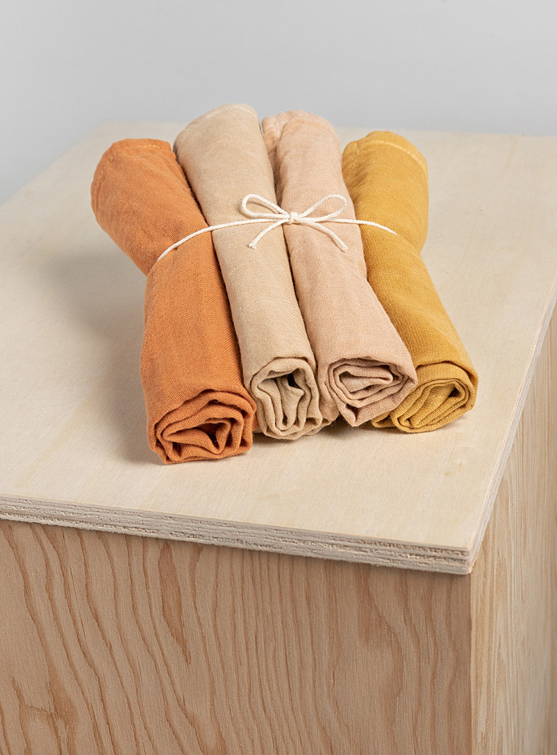 La petite Leonne: Les serviettes de table en coton biologique nuances végétales Ensemble de 4 Assorti