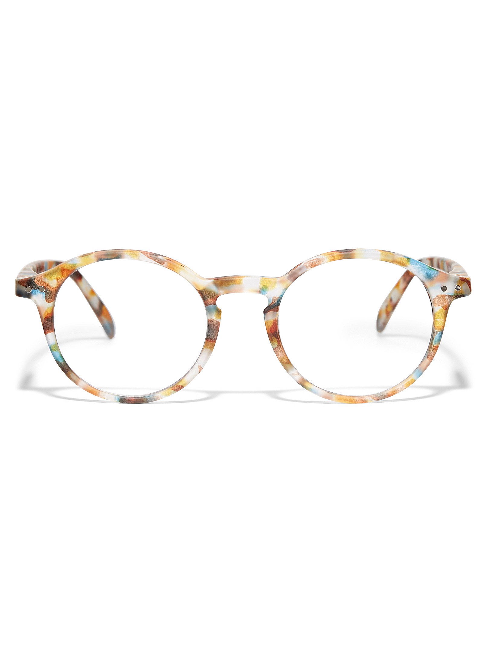 Izipizi D Reading Round Glasses In Patterned Blue