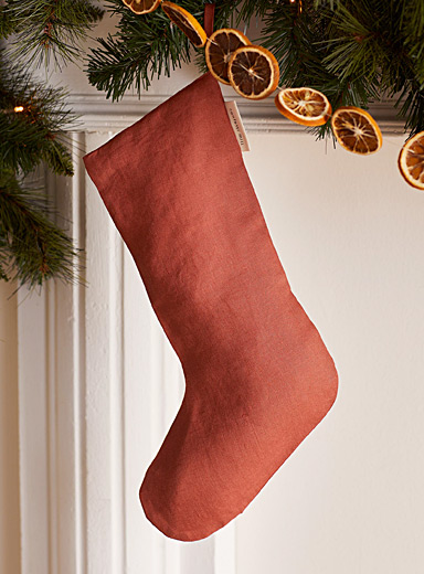 Confetti Mill: Le bas de No&euml;l pur lin <b>Collection de No&euml;l</b> Cuivre - Rouille