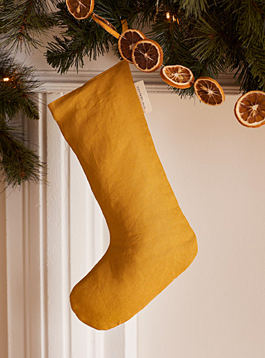 Confetti Mill: Le bas de No&euml;l pur lin <b>Collection de No&euml;l</b> Cuivre - Rouille