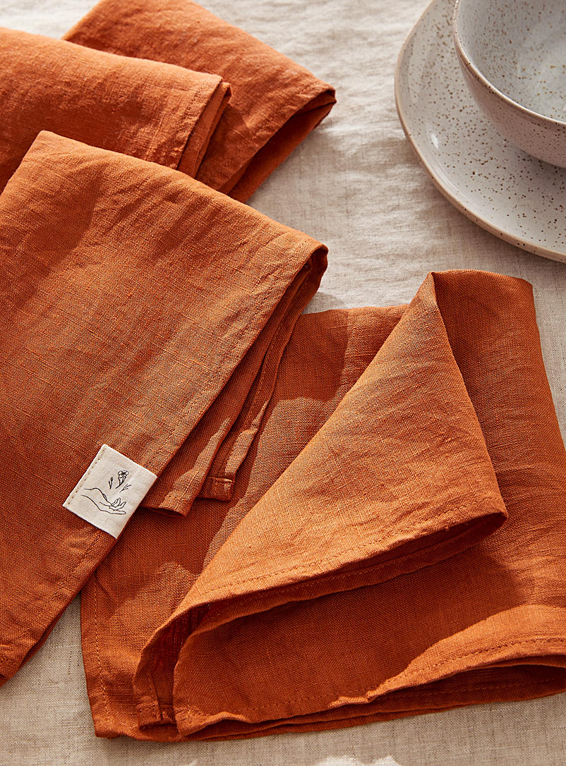 Confetti Mill Copper Natural linen napkins Set of 4