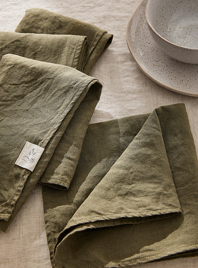 Confetti Mill Mossy Green Natural linen napkins Set of 4
