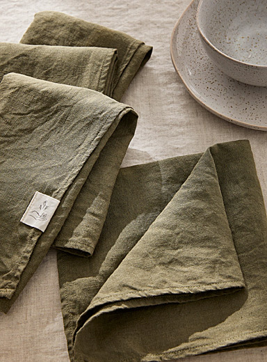 Confetti Mill: Les serviettes de table en lin naturel Ensemble de 4 Lavende