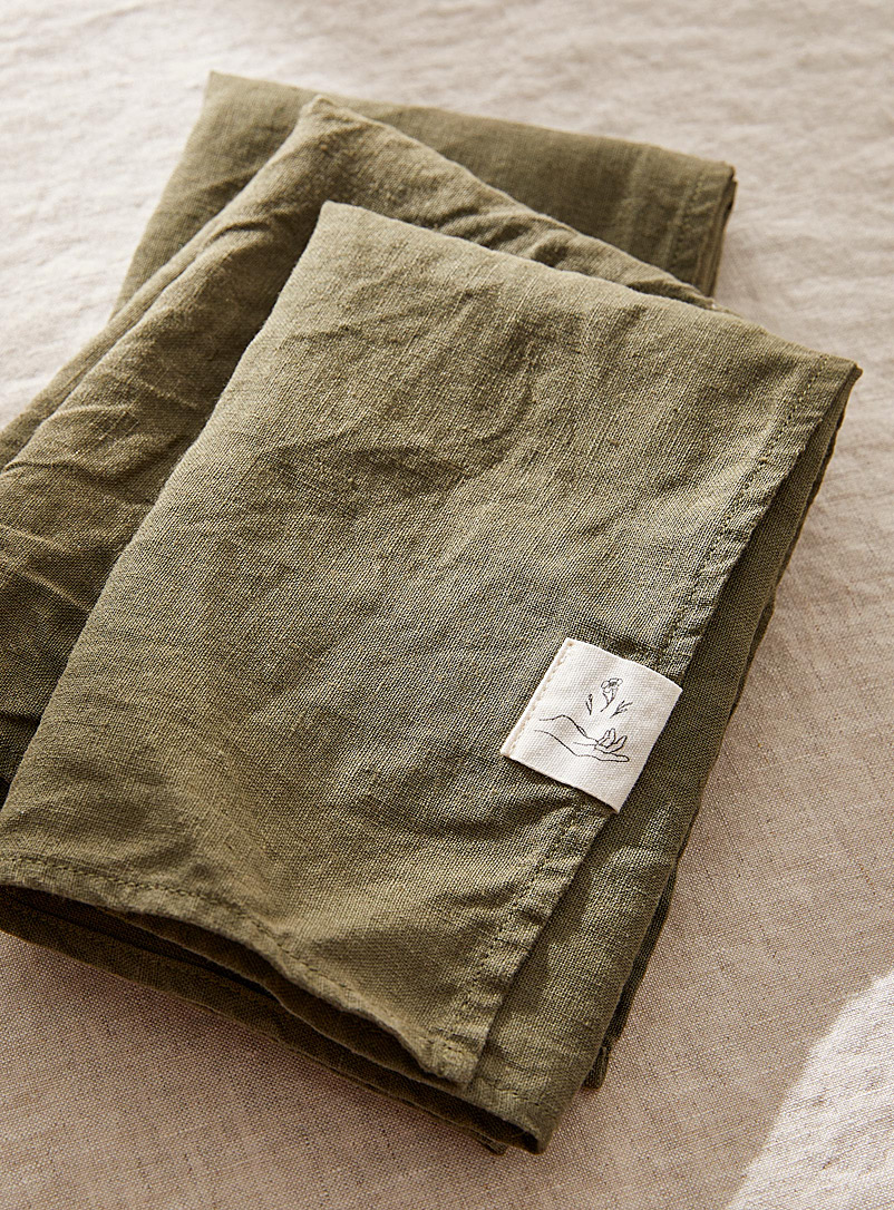 Confetti Mill: Les serviettes de table en lin naturel Ensemble de 4 Lavende