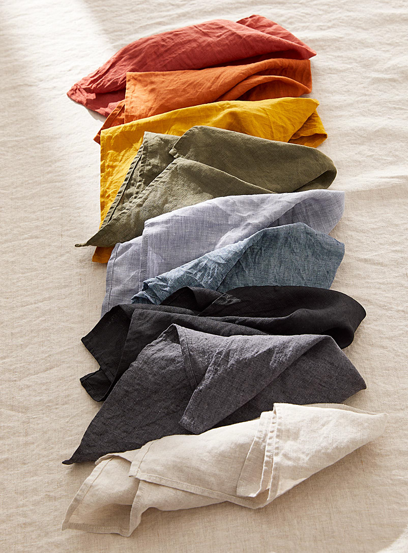 Confetti Mill: Les serviettes de table en lin naturel Ensemble de 4 Lavende