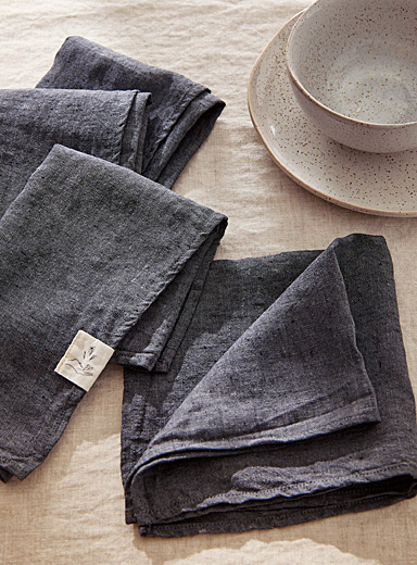 Confetti Mill: Les serviettes de table en lin naturel Ensemble de 4 Lavende