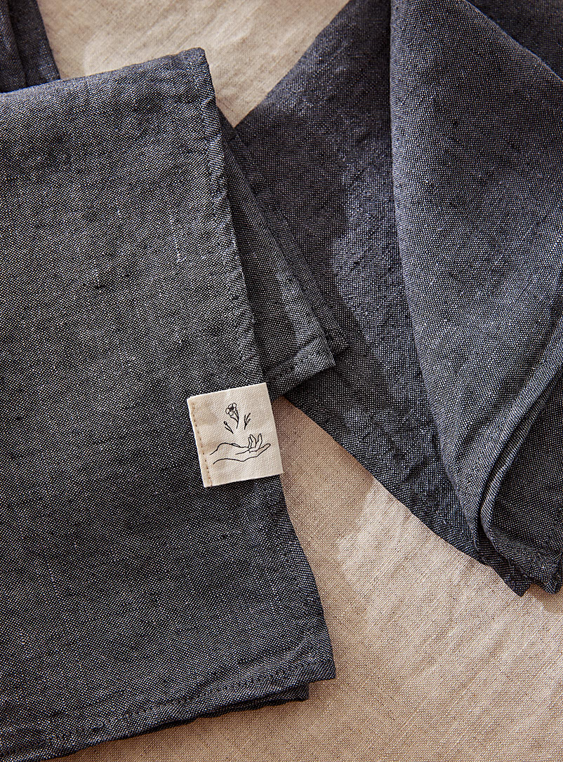 Confetti Mill: Les serviettes de table en lin naturel Ensemble de 4 Lavende