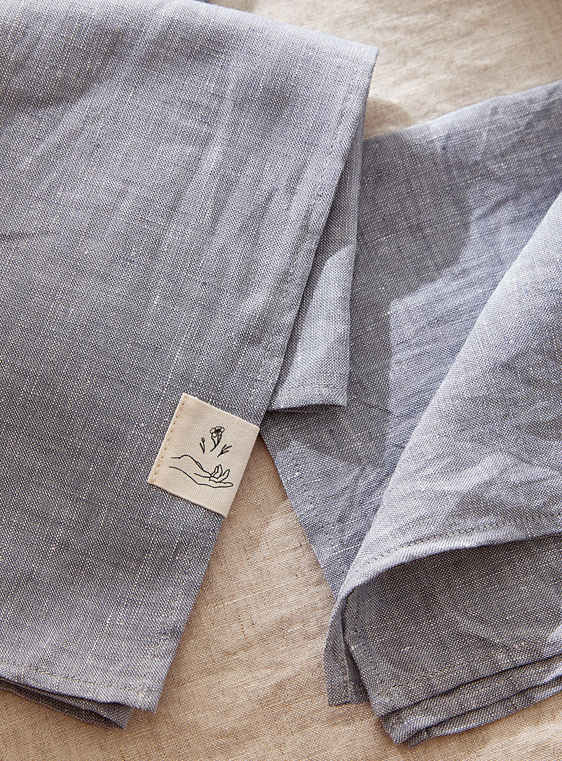 Confetti Mill: Les serviettes de table en lin naturel Ensemble de 4 Lavende