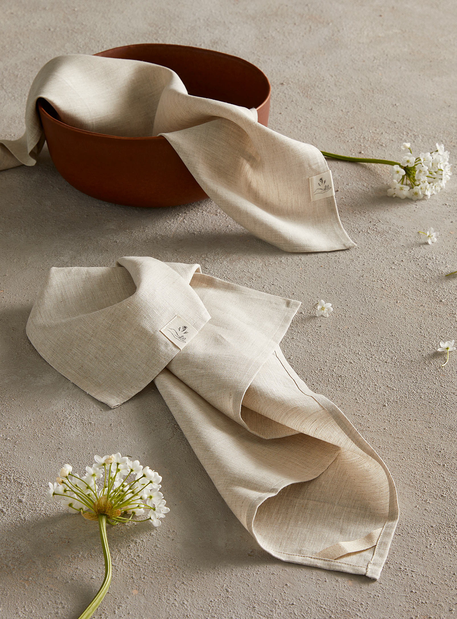 Confetti Mill Natural Linen Tea Towels Set Of 2 In Ecru/linen