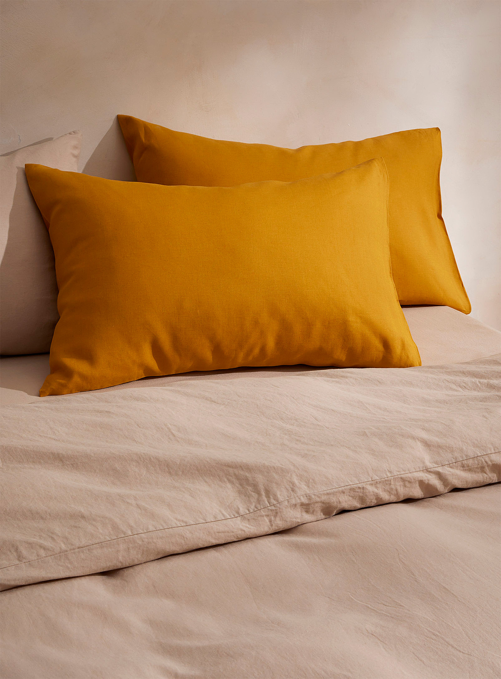 Confetti Mill Pure Linen Pillow Cases Set Of 2 In Dark Yellow