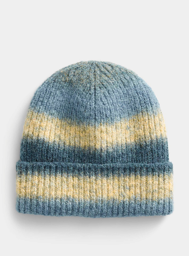 Simons Baby Blue Faded stripe wool tuque for women