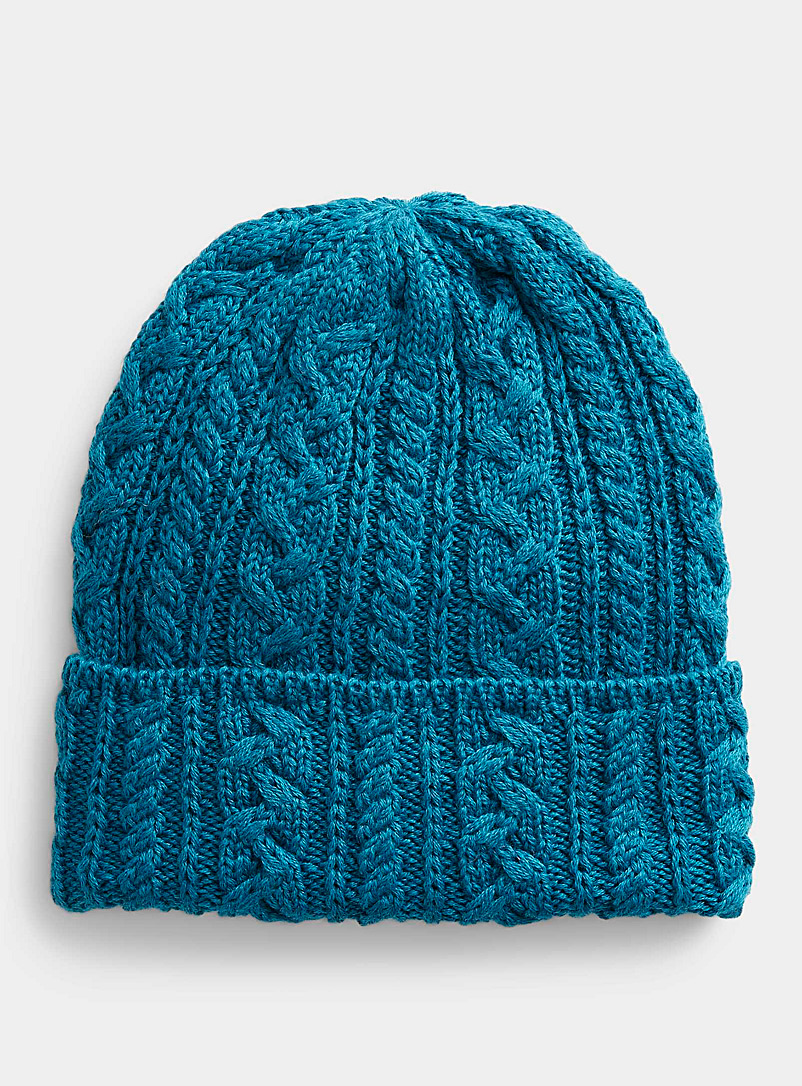 Le 31 Blue Chunky knit twist tuque for men