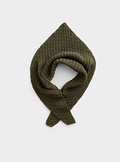 Le 31 Ivory/Cream Beige Crocheted triangle scarf for men
