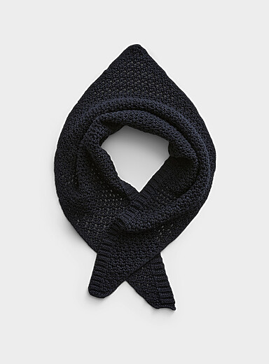 Le 31 Ivory/Cream Beige Crocheted triangle scarf for men