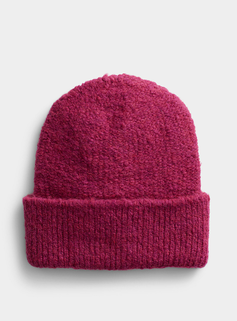 Simons Medium Pink Solid bouclé-knit tuque for women