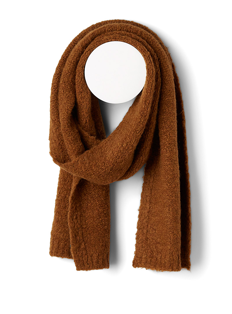 Simons Honey Wool-blend bouclé-knit scarf for women