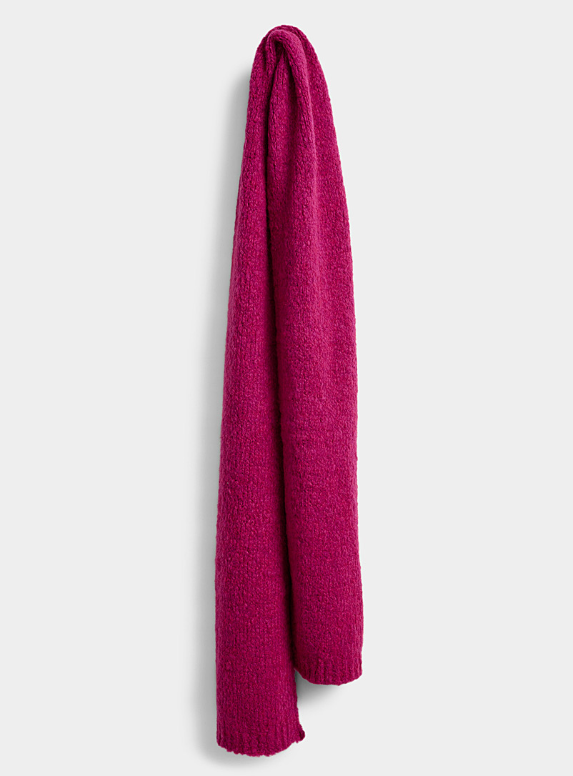 Simons Medium Pink Wool-blend bouclé-knit scarf for women