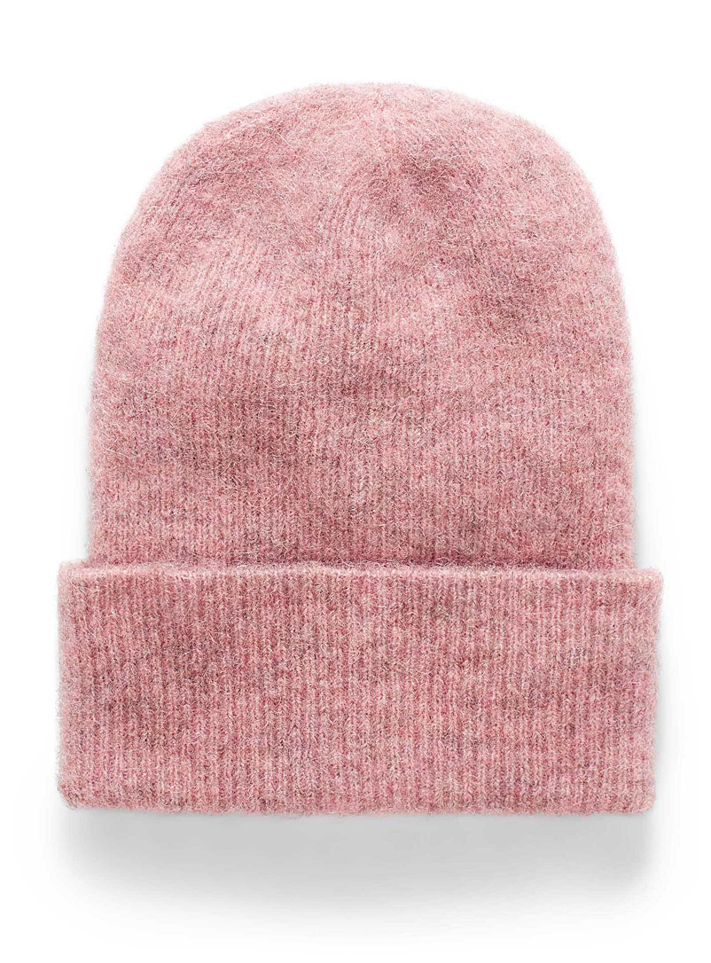 Simons Pink Fuzzy-knit alpaca tuque for women