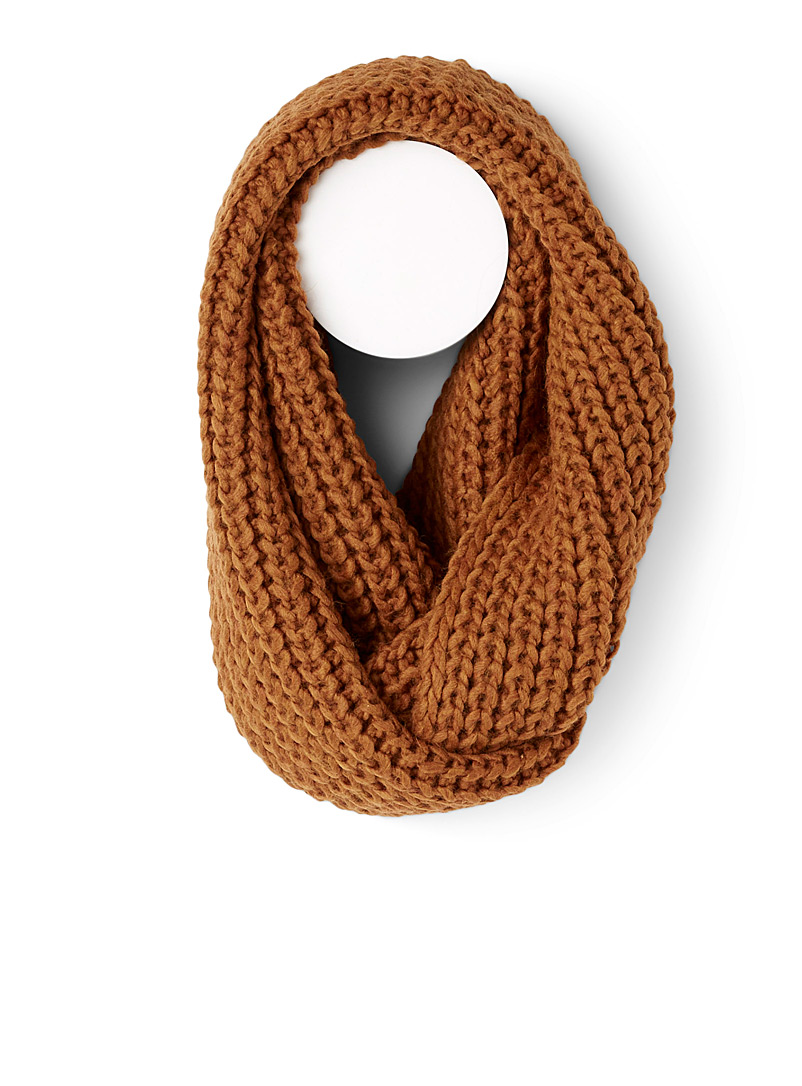 Simons Caramel Chunky-knit wool infinity scarf for women