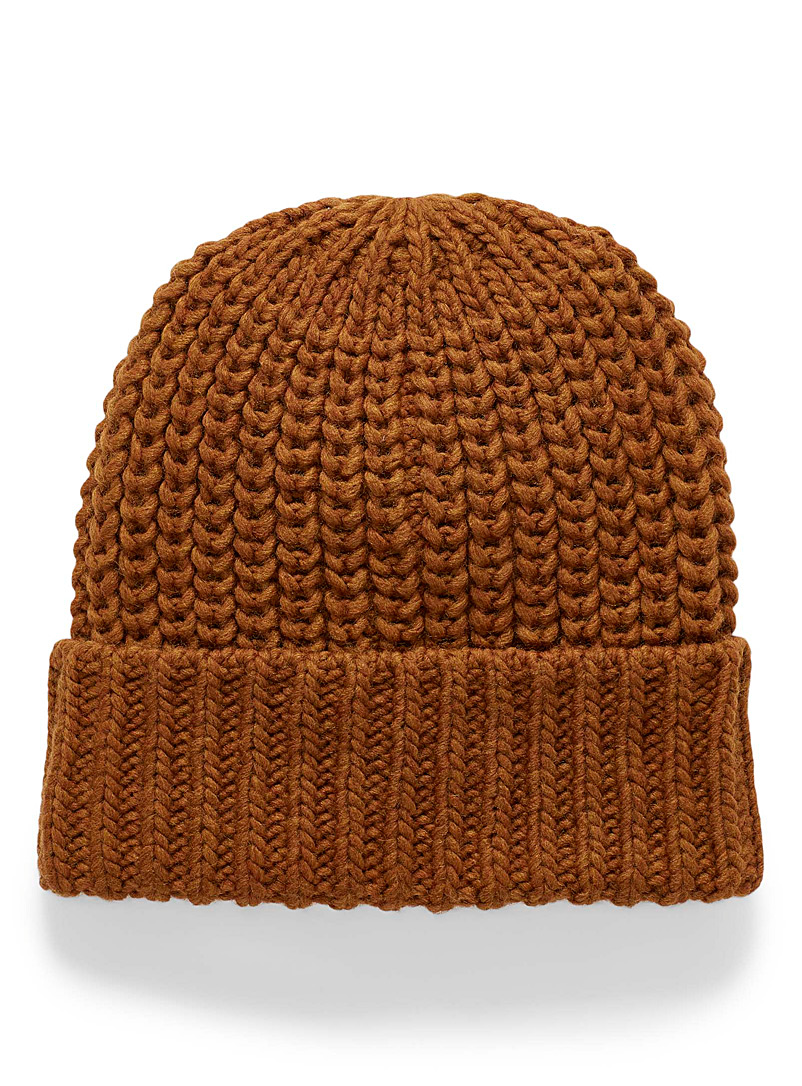 Simons Orange Solid chunky-knit tuque for women