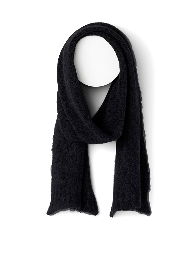 Simons Black Solid alpaca-wool scarf for women