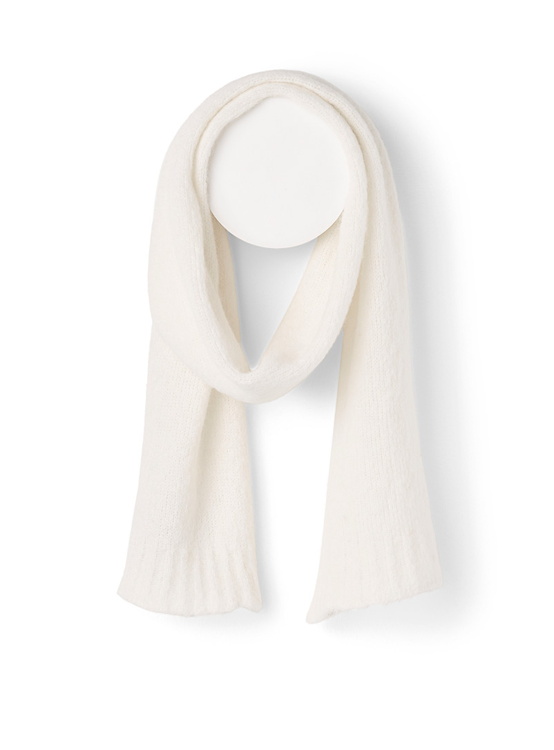 Simons Ivory White Solid alpaca-wool scarf for women