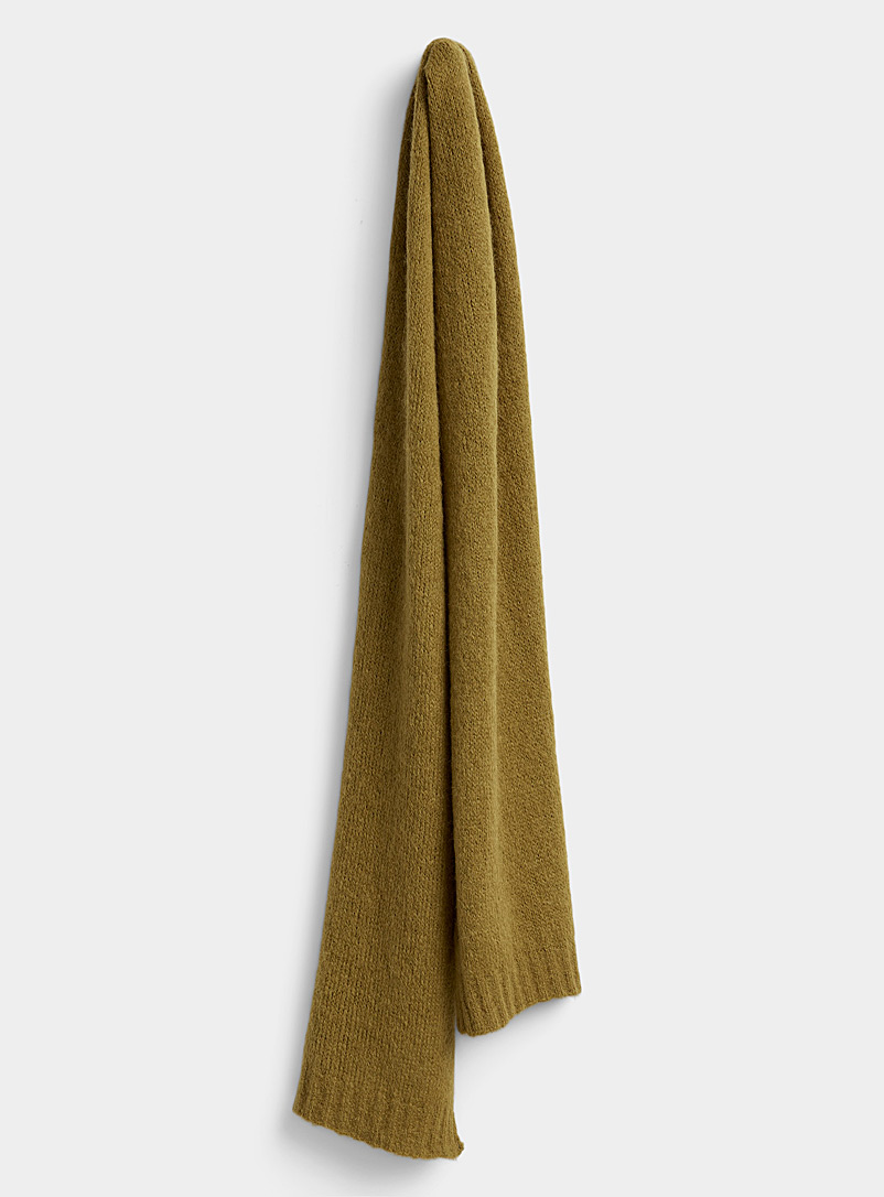 Simons Mossy Green Solid alpaca-wool scarf for women