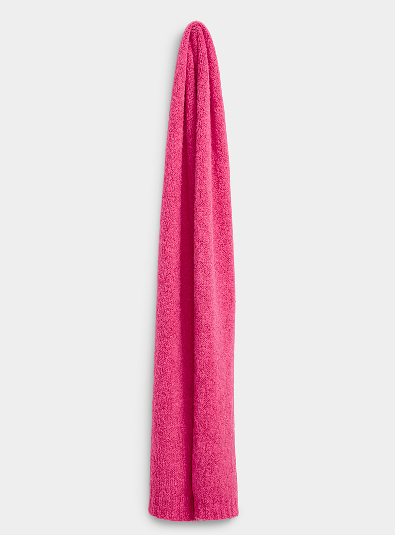 Simons Medium Pink Solid alpaca-wool scarf for women