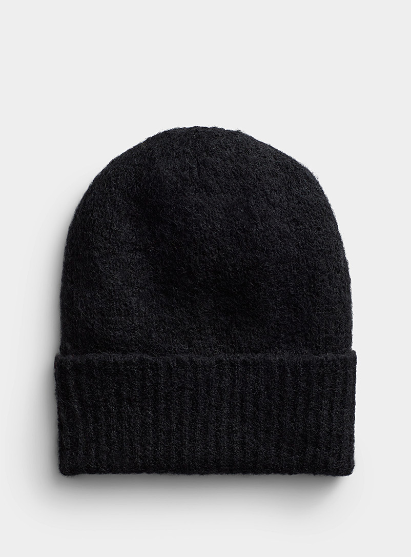 Simons Black Solid alpaca wool tuque for women