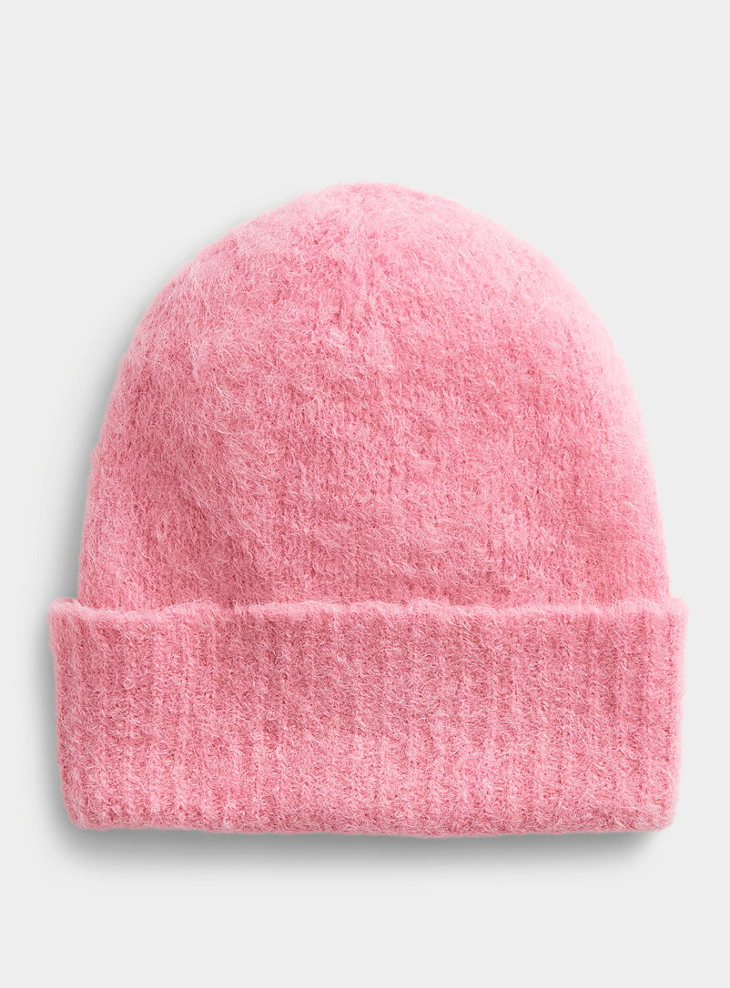 Simons Dusky Pink Solid alpaca wool tuque for women
