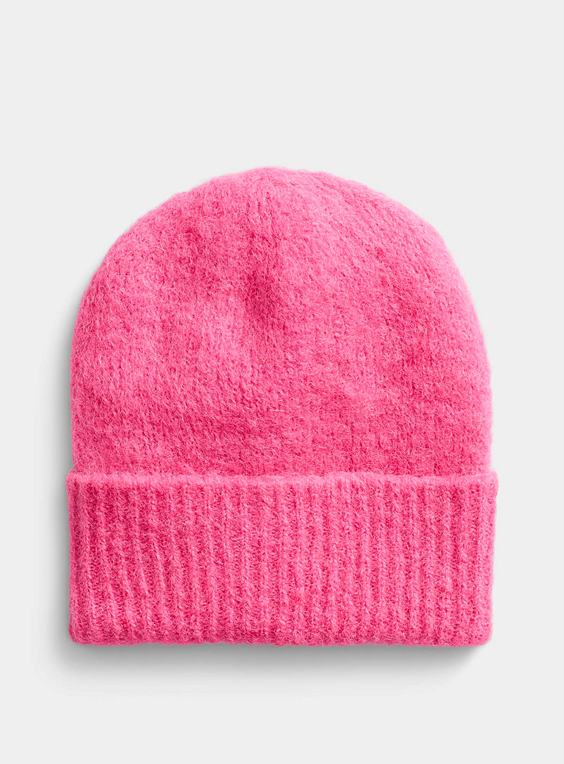 Simons Medium Pink Solid alpaca wool tuque for women