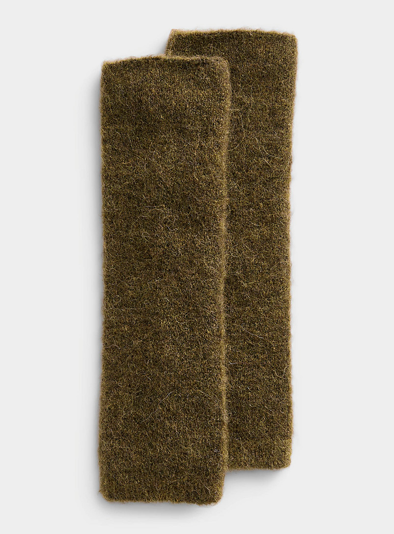 Simons: Le chauffe-poignet laine d'alpaga Vert foncé-mousse-olive pour femme