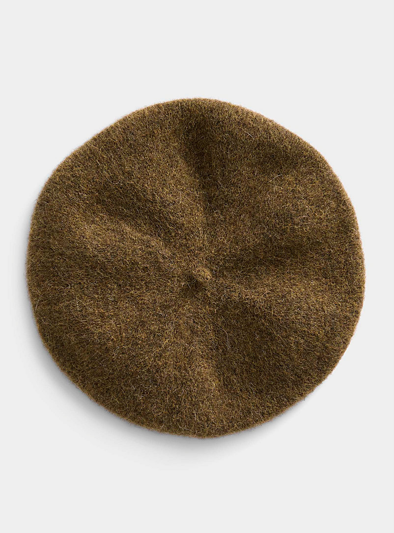 Simons Mossy Green Monochrome wool beret for women